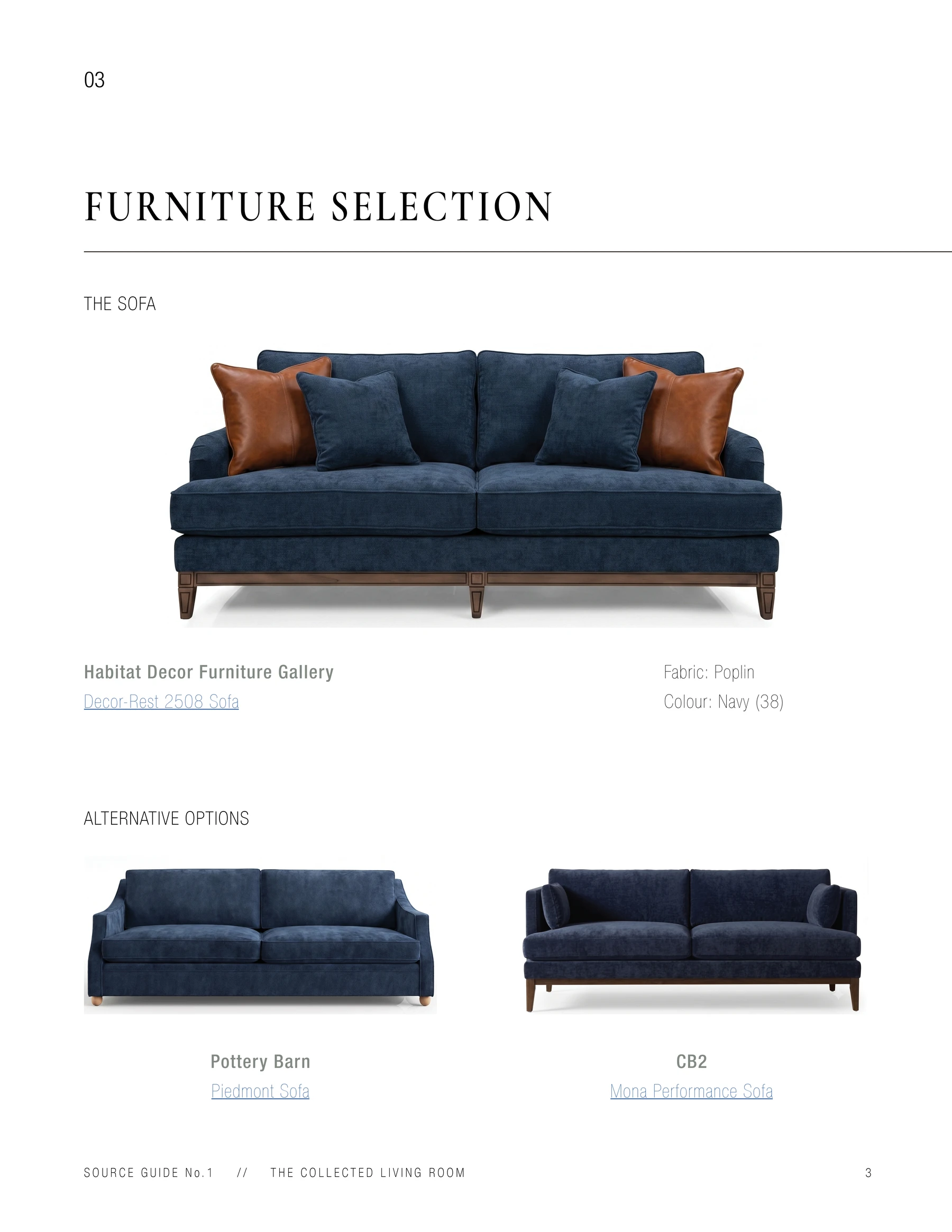 Source guide sofa selection preview page
